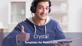  Presentation with audio book - Theme enhanced with young-man-reading-book background and a ocean colored foreground