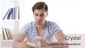  Presentation with reading table - Slide set featuring young-man-reading-book background and a  colored foreground