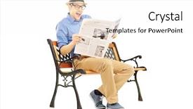  Presentation with news - Amazing PPT theme having young man reading the news backdrop and a white colored foreground