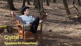  Presentation with novel - Audience pleasing presentation consisting of young man reads a novel in the woods portrait backdrop and a tawny brown colored foreground