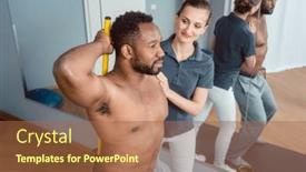  Presentation with physical therapy - Theme featuring young-man-receiving-physical-therapy background and a red colored foreground