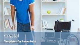  Presentation with robotics surgery - Amazing PPT layouts having young-man-recovering-after-surgery backdrop and a teal colored foreground