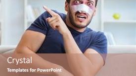  Presentation with plastic surgery - Cool new slide set with young man recovering healing at home after plastic surgery nose backdrop and a coral colored foreground