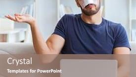  Presentation with plastic surgery - PPT layouts with young-man-recovering-healing background and a coral colored foreground