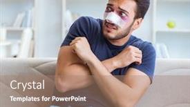  Presentation with plastic surgery - Beautiful PPT theme featuring young-man-recovering-healing backdrop and a coral colored foreground