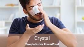  Presentation with plastic surgery - Amazing PPT theme having young-man-recovering-healing backdrop and a coral colored foreground