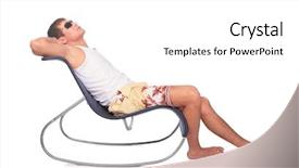  Presentation with man relaxing on massage table - PPT layouts with young man relaxes in lounge background and a  colored foreground