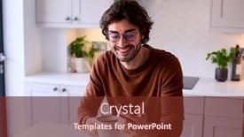  Presentation with man holding phone - PPT theme featuring young-man-relaxing-at-home background and a tawny brown colored foreground