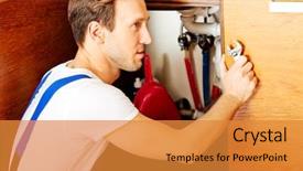  Presentation with kitchen cabinet - Slides consisting of kitchen cabinet under the sink background and a gold colored foreground