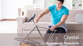  Presentation with bicycle - Slides enhanced with young-man-repairing-bicycle background and a gray colored foreground