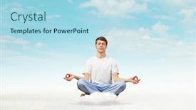  Presentation with balance - Slide deck featuring young man representing soul balance and meditation concept background and a light blue colored foreground