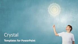  Presentation with balance - Presentation design consisting of young-man-representing-soul-balance background and a teal colored foreground