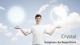  Presentation with balance - Presentation design having young-man-representing-soul-balance background and a sky blue colored foreground