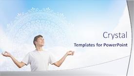  Presentation with balance - Colorful theme enhanced with young-man-representing-soul-balance backdrop and a sky blue colored foreground