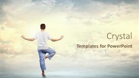  Presentation with balance - PPT layouts consisting of young-man-representing-soul-balance background and a cream colored foreground