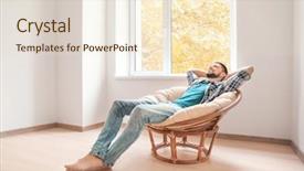  Presentation with home window frame - Colorful theme enhanced with young man resting in armchair backdrop and a lemonade colored foreground