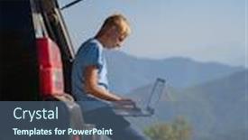  Presentation with internet communication - Beautiful slide deck featuring young-man-resting-in-nature backdrop and a ocean colored foreground