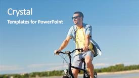  Presentation with lifestyle - PPT layouts consisting of young man riding bicycle along background and a teal colored foreground
