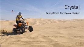  Presentation with bike - PPT theme consisting of young man riding quad bike background and a light blue colored foreground