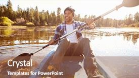  Presentation with rowing - Colorful PPT theme enhanced with young man rowing kayak backdrop and a tawny brown colored foreground