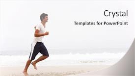  Presentation with training aspire man running - Presentation design featuring young man running along winter background and a sky blue colored foreground