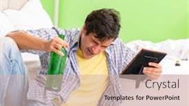  Presentation with sad - Audience pleasing PPT theme consisting of young-man-sad-in-unhappy backdrop and a soft green colored foreground