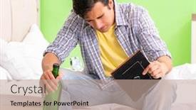  Presentation with sad - Slides featuring young-man-sad-in-unhappy background and a coral colored foreground