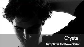 Presentation with sad - Theme enhanced with young man sad silhouette background and a dark gray colored foreground