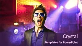  Presentation with disco - PPT theme consisting of musical night - young man screaming background and a violet colored foreground
