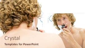  Presentation with shaving - Slide deck featuring young-man-shaving-himself background and a lemonade colored foreground