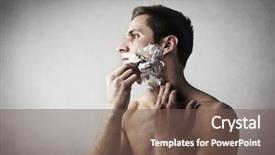  Presentation with shaving - Beautiful PPT theme featuring young man shaving backdrop and a violet colored foreground