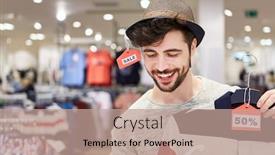  Presentation with fashion - Theme having young-man-shopping-enjoys-fashion background and a coral colored foreground