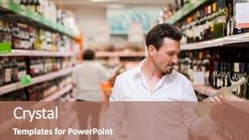  Presentation with liquor - Slide deck featuring young man shopping for liquor background and a coral colored foreground