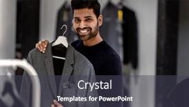  Presentation with clothing - Slides with young-man-shopping-in-clothing background and a dark gray colored foreground