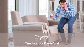  Presentation with furniture - PPT layouts with young-man-shopping-in-furniture background and a gray colored foreground