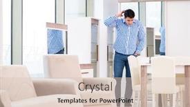  Presentation with furniture - PPT layouts with young-man-shopping-in-furniture background and a lemonade colored foreground