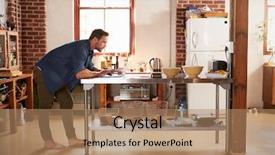  Presentation with kitchen - Theme with brick free - young man shopping on-line background and a coral colored foreground