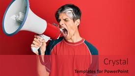  Presentation with anger - Cool new PPT theme with young-man-shouting-with-anger backdrop and a red colored foreground