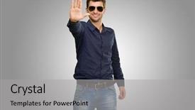  Presentation with road stop sign - Presentation theme with young man showing stop sign background and a light gray colored foreground