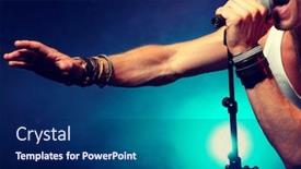  Presentation with concert - Colorful presentation theme enhanced with young-man-singing-at-rock backdrop and a navy blue colored foreground