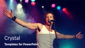  Presentation with concert - Presentation theme featuring young-man-singing-at-rock background and a navy blue colored foreground