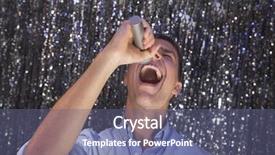  Presentation with one young man exercising handball - PPT layouts having young man singing into microphone background and a  colored foreground