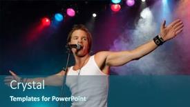  Presentation with stage - Cool new theme with young-man-singing-into-microphone backdrop and a ocean colored foreground