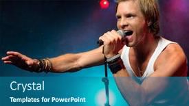 Presentation with stage - PPT layouts enhanced with young-man-singing-into-microphone background and a ocean colored foreground