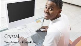  Presentation with sitting posture and computer ergonomics - PPT theme with modern building with curving roof for background background and a gray colored foreground