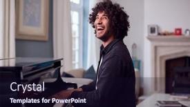  Presentation with piano - Slide set enhanced with young-man-sitting-at-grand background and a wine colored foreground