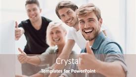  Presentation with desk - Presentation with young-man-sitting-at-office background and a coral colored foreground