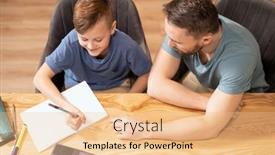  Presentation with helping man - Theme enhanced with young-man-sitting-next background and a lemonade colored foreground