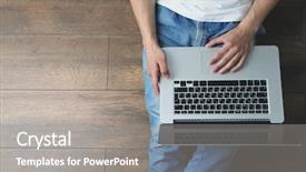  Presentation with floor - Presentation with young man sitting on floor background and a gray colored foreground