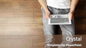  Presentation with floor - Amazing slide set having young man sitting on floor backdrop and a  colored foreground